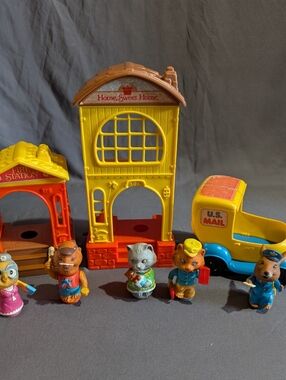 Vtg Hub Bubs Happy Hollow Playset Anthropomorphic Animal Figures 1975 Mattel